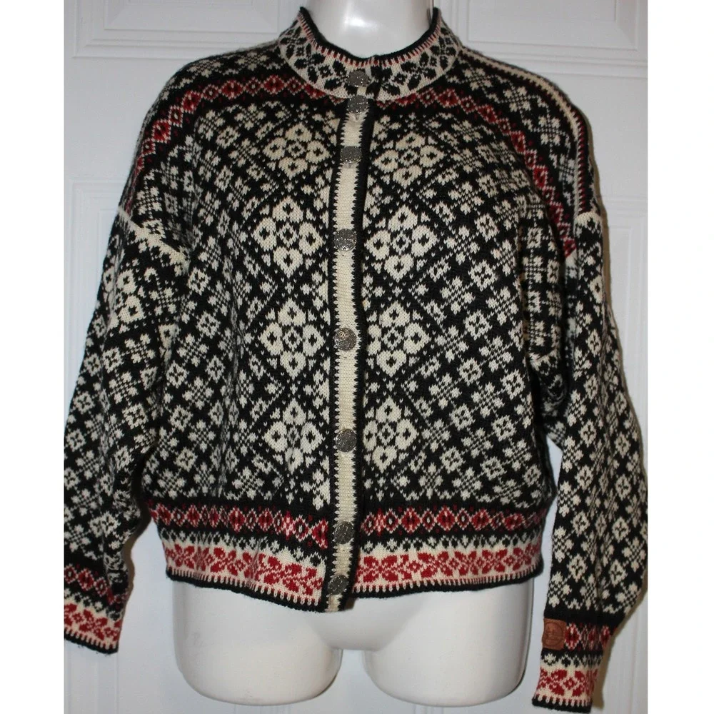 Vintage Selbu Norwegian Wool Cardigan Fair Isle Nordic Heritage Sweater SZ Small - Picture 2 of 14